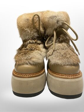 Paloma Barcelo Fur Trim Platform Winter Boots - Tan